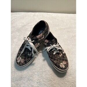 Vans Girls size 4.0 Floral Design Checkerboard Rose skate Sneakers shoes